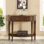 Console Table aus Holz, Schmaler Konsolentisch de Style Ferme, 1 Schublade mit Antiker Messingbeschlag, Geriffelte Beine, f&uuml;r Eingang und Flur(120cm/47.2in)
