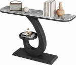 Konsoollaud Kompaktne konsoollaud sissep&auml;&auml;sualale, kivist laud ja metallraam, diivanilaud fuajeesse, koridori ja elutoa kaunistamiseks (must C, 150 cm / 59 tolli)