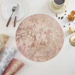 Tischset 2Er Set Rund, Hohle Bl&uuml;tenbl&auml;tter Platzsets f&uuml;r k&uuml;che Speisetisch Hotel, Platz-Matten, Ros&eacute;gold, 38cm