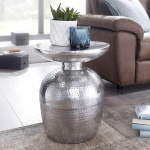 FineBuy Design Delia k&uuml;ljelaud 36,5 x 46 x 36,5 cm. Alumiiniumist dekoratiivne idamaine &uuml;mmargune laud. Disaineri hoiulaud metallist moodne. K&otilde;rvallaud kitsas v&auml;ike vasaraga laud