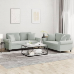 3202230 2-osaline diivanikomplekt padjadega helehall samet, Lounge diivan, diivanid ja diivanid, l&otilde;&otilde;gastav diivan, diivan elutuppa