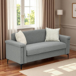 Diivan 2-kohaline, nurgadiivan magamisfunktsiooniga, elegantne skandinaavia diivanvoodi massiivse puidust raamiga, kaasaegne diivanvoodi elutuppa/magamistuppa/kontorisse, 172 cm, linasest kangast, helehall