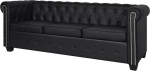 KOIECETA Chesterfield diivan kontor 3-kohaline kodum&ouml;&ouml;bel Faux nahast Vintage polsterdatud diivan Lounge diivan diivan Lounge must