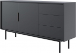 Selsey Viviaro kapp 2 uksega 3 sahtlit kapi sahtli kapp Push to Open Soft Close 154 cm must