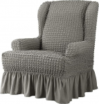 Stretch tugitooli kate seelikuga, 1 tk Wing Chair Cover tugitool Kaitsev kate Diivan Cover Non-Slip koos elastse p&otilde;hjaga pestav m&ouml;&ouml;bli kaitse helehall