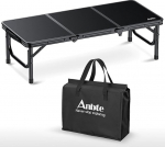 Anbte telkimislaud Kokkupandav laud 87 x 40 x 26 cm (L x S x K) paksu alumiiniumraamiga madal piknikulaud kerge aiamaalaua kohvrilaud grill-laud kaasaskantav telkimispidu rannas r&otilde;dul (must must)