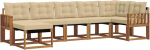 Lounge-Set Gartenm&ouml;bel aus massivem Akazienholz und Textilene, modulares Outdoor Sofa Set f&uuml;r Terrasse und Garten, Modernes Design, 306 x 128,5 x 73 cm, Natur ja Beige