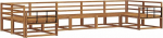 Outdoor-Sofa-Set 7-teilig, Gartenm&ouml;bel Lounge-Set aus massivem Akazienholz, Loungem&ouml;bel f&uuml;r Terrasse und Garten, Ecksofa-Set, Natur, 404 x 168,5 x 73 cm