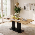 Merax pikendatav s&ouml;&ouml;gilaud 140/180 x 70 cm, ristk&uuml;likukujuline s&ouml;&ouml;gilaud kahekordsete sammasjalgadega, pikendatav k&ouml;&ouml;gilaud 6-8 inimesele, tugev s&ouml;&ouml;gilaud, naturaalne puiduv&auml;rv
