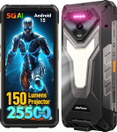 Ulefone Armor 34 Pro 5G AI mobiiltelefon v&auml;ljas 150 luumeni projektoriga, Android 15, 25500 mAh v&auml;ljas nutitelefon 32GB RAM + 512GB ROM, 6,95-tolline FHD + ehitusplatsi mobiiltelefon 64MP &ouml;&ouml;n&auml;gemisega