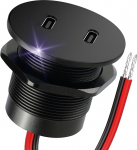 USB C pistikupesa 12 V Eluauto t&auml;isalumiinium, paigaldus Dual PD 3.0 20 W C-t&uuml;&uuml;pi laadur, auto sigaretis&uuml;&uuml;taja adapter paadi, haagissuvila, matkaauto, auto, veoauto jaoks (1 pakk)