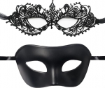 2-Pack Masquerade Maskid - Paari Veneetsia komplekt, Seksikas pitsist silmamask naistele, Matt Classic meestele - Mardi Gras, Prom, kost&uuml;&uuml;m, Fancy Dress Party aksessuaarid
