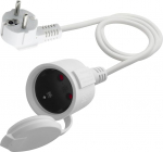 Schuko pikenduskaabel l&uuml;hike, valge AC Schuko pikenduskaabel, toitejuhtme pistikupesa pikendus, 3 x 1,5 mm&sup2; 16 A 250 V IP44 kodus, kontoris, v&auml;litingimustes (valge 90 kraadi, 1)