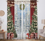 Allenjoy J&otilde;ulud aknakardinad Talvine j&otilde;ulupuu Glitter Bokeh Prindi kardinad Home Decor Rod Pocket Blackout kardinad magamistoas elutuba 82 x 84 tolli