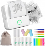 HUIJUTCHEN Mini Printer, Wireless Bluetooth Photo Printer, Portable Thermal Printer, Smartphone Pocket Printer, Compatible with Android & iOS, with 10 Rolls of Paper for Study, Notes, Photos (White)