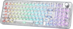 YUNZII X98 QMK/VIA traadita mehaaniline m&auml;nguklaviatuur, kolmerežiimiline BT5.0/USB-C/2.4GHz hot-swap klaviatuur, eelliimitud l&uuml;litid, RGB taustavalgustus (valge, kristall l&uuml;liti)