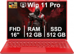 NOTODD 2025 Gaming Laptop, metallist korpus, 16-tolline FHD, 12 GB DDR4 512 GB SSD s&uuml;learvuti, N5095, kerge s&uuml;learvuti 16-tolline koos WiFi Punane