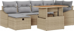 Rantry 7-teiliges Garten Sofa Set mit Kissen Beige Poly Rattan Gartenlounge Model3360025