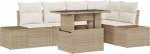 Rantry 6-teiliges Garten Sofa Set mit Kissen Beige Poly Rattan Gartenlounge Model3357924
