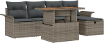 Rantry 6-teiliges Garten Sofa Set mit Kissen Grau Poly Rattan Gartenlounge Model3359905