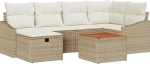 Rantry 7-teiliges Garten Sofa Set mit Kissen Beige Poly Rattan Gartenlounge Model3359568