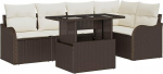 Rantry 6-teiliges Garten Sofa Set mit Kissen Braunes Poly Rattan, 2-Sitzer Garten Sofa mit Kissen Braunes Poly Rattan Gartenlounge Model3348464
