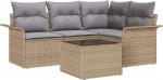 5-teiliges Garten-Sofa-Set mit Kissen Schwarz Poly-Rattan Gartenlounge Model3345350