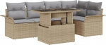 Rantry 6-teiliges Garten-Sofa-Set mit Kissen Beige Poly Rattan Gartenlounge Model3348286