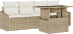 5-teiliges Garten-Sofaset mit Kissen Beige Poly-Rattan Gartenlounge Model3348907