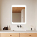 Hoko&reg; Duisburg LED-vannitoa peegel, 60 x 80 cm, uduvastane peeglik&uuml;te, digitaalne kell, vannitoa peegel koos puutetundliku l&uuml;litiga, timmitav valgus, LED-valguse vahetus: Soe valge/k&uuml;lma valge/neutraalne