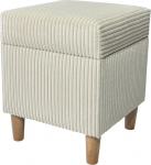 Leo4dog Stool with Storage Space Made of Corduroy Footstool N 35 x 35 x 42 cm (Beige)