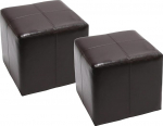 Mendler Onex Set of 2 Seat Cube Stools Leather and Faux Leather 36 x 36 x 36 cm FSC&reg; Certified Brown