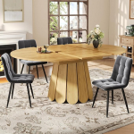 Pikendatav s&ouml;&ouml;gilaud, k&ouml;&ouml;gilaud, pikendatav lauaplaat, &uuml;mmargune s&ouml;&ouml;gilaud, pikendatav ovaalseks, 118-158 cm, ruumi kuni 6 inimesele, sobib s&ouml;&ouml;gituppa