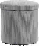 HOMCOM Bean Bag Storage Round Padded Removable Lid for Hallway, Bedroom, Living Room, Diameter 40 x 41 cm, Light Grey