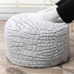 Outdoor Pouf Ottoman Covers Round Bean Bag Ottoman Seat Soft Faux Fur Footstool 20 x 20 x 12 Inch Fluffy Chair Floor Chair Footrest with Storage for Living Room Bedroom