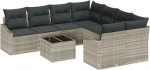 9-teiliges Garten-Sofa-Set mit Kissen Hellgraues Poly-Rattan Gartenlounge Model3346662