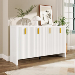 vutizal Sideboard 4 uksega, 140 cm lai, sahtli- ja hoiukapp koos reguleeritavate riiulitega, kaasaegne elutoa m&ouml;&ouml;bel (valge)