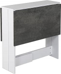 HUOLE Mobiilne kokkupandav laud, kokkupandav s&ouml;&ouml;gilaud, mis sobib v&auml;ikestesse ruumidesse, 1 sahtli ja 2 riiuliga s&ouml;&ouml;gituppa ja k&ouml;&ouml;ki, 103 x 76 x 73,4 cm (valge + betoon)