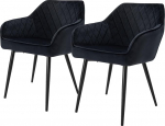 ML-Design 2 s&ouml;&ouml;gitooli komplekt k&auml;etugede ja seljatoega, must, sametkattega k&ouml;&ouml;gitoolid, metalljalgadega polsterdatud tool, ergonoomiline tool s&ouml;&ouml;gilauale, s&ouml;&ouml;gitoatool,