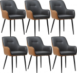 CLIPOP s&ouml;&ouml;gitoa toolid komplekt 6 k&auml;etugedega kunstnahast hall/pruun, pehmendusega k&ouml;&ouml;gitool, s&ouml;&ouml;gitoa tool, elutoa tool, elutuba, s&ouml;&ouml;gitoa, k&ouml;&ouml;gi vastuv&otilde;tu toolid