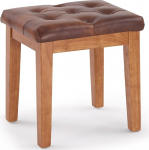 MILCIL polsterdatud jakkum garderoobi lauaistme istme pehmendusega ja tupsuga t&auml;ispuidust sissep&auml;&auml;suala esikusse elutuppa kunstnahast retro pruun 42 x 32 x 44 cm