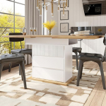 Gxffipw Pikendatav s&ouml;&ouml;gilaud 3 riiuliga 4-6 inimesele, uste ja 2 sahtliga s&ouml;&ouml;gilaud, pikendatav k&ouml;&ouml;gim&ouml;&ouml;bel s&ouml;&ouml;gitoa m&ouml;&ouml;bel, puiduv&auml;rv + valge, 110-140 x 80 x 75