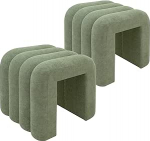 Rebecca Mobili 2 moodsa jalatoe komplekt, madal pouf-tool, tumeroheline, pol&uuml;esterkangast MDF, kodudekoratsioon, diivanile - m&otilde;&otilde;tmed KxSxK: 40 x 38 x 40 cm - toode RE7062