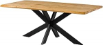 MASSIVMOEBEL24 Seattle s&ouml;&ouml;gilaud, Wild Oak, 200 x 100 cm, naturaalne tamm, metallist ristraamiga, must, &otilde;litatud t&auml;ispuidust k&ouml;&ouml;gilaud s&ouml;&ouml;gituppa, k&ouml;&ouml;ki, elutuppa