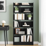 Hzuaneri raamaturiiul 6-kohaline raamaturiiul seisva riiuliga elutuppa kontorisse magamistuppa 24 x 80 x 170 cm must BC22804X
