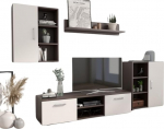 Per la vita Ikar White/Wenge kabinet - kaasaegne elutoa m&ouml;&ouml;blikomplekt koos TV-kapi, seisva riiuli, seinakapi ja seinariiuliga, komplekt pakub ruumi raamatutele - kabineti seinale elutuppa