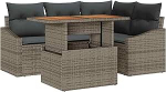 5-teiliges Garten-Sofa-Set mit Kissen Grau Poly Rattan Gartenlounge Model3358568