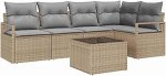 6-teiliges Garten-Sofa-Set mit Kissen Schwarz Poly-Rattan Gartenlounge Model3346390