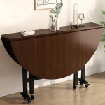 GVNFJKJK &Uuml;mmargune kokkupandav s&ouml;&ouml;gilaud, kaasaegne kokkupandav s&ouml;&ouml;gilaud ja laiendatav k&ouml;&ouml;gilaud, kontorilaud 6 rattaga (p&auml;hkelpuu, 130 x 75 cm)