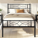 VECELO 3ft x 7ft &uuml;heinimesevoodi raam - ei vaja liistude alust, lihtne kokkupanek, suur liistude alus - must